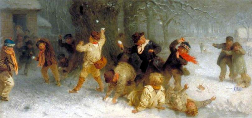 Snowballing by John Morgan, 1865 (c) Childhood Collection; Supplied by The Public Catalogue Foundation