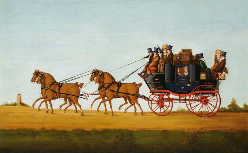 Messrs Andrew Collyer's Mail Coach by John Cordrey (c.1765-1825) (c) Jersey Heritage; Supplied by The Public Catalogue Foundation
