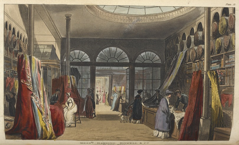 Rudolph Ackermann The Repository of Arts, Literature, Commerce, Manufactures, Fashions, and Politics, 1809 - Fabric shop