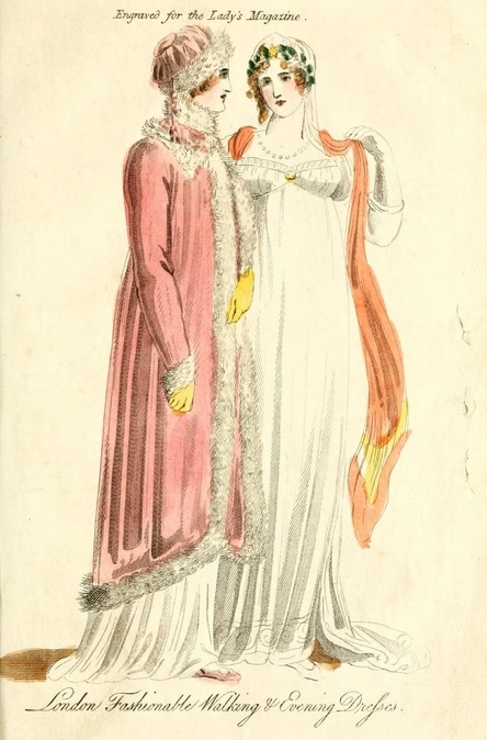 Fashion plate for December 1807 from The Lady’s Magazine, or entertaining companion for the fair sex; appropriated solely to their use and amusement