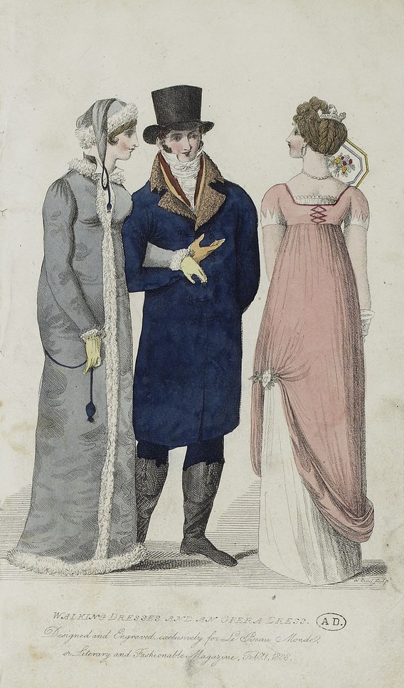 Fashion plate for February 1808 from Le Beau Monde (via SceneInThePast on Flickr)