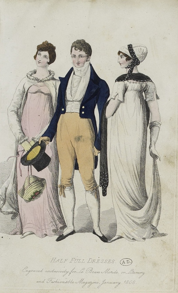 Fashion plate for January 1808 from Le Beau Monde (via SceneInThePast on Flickr)